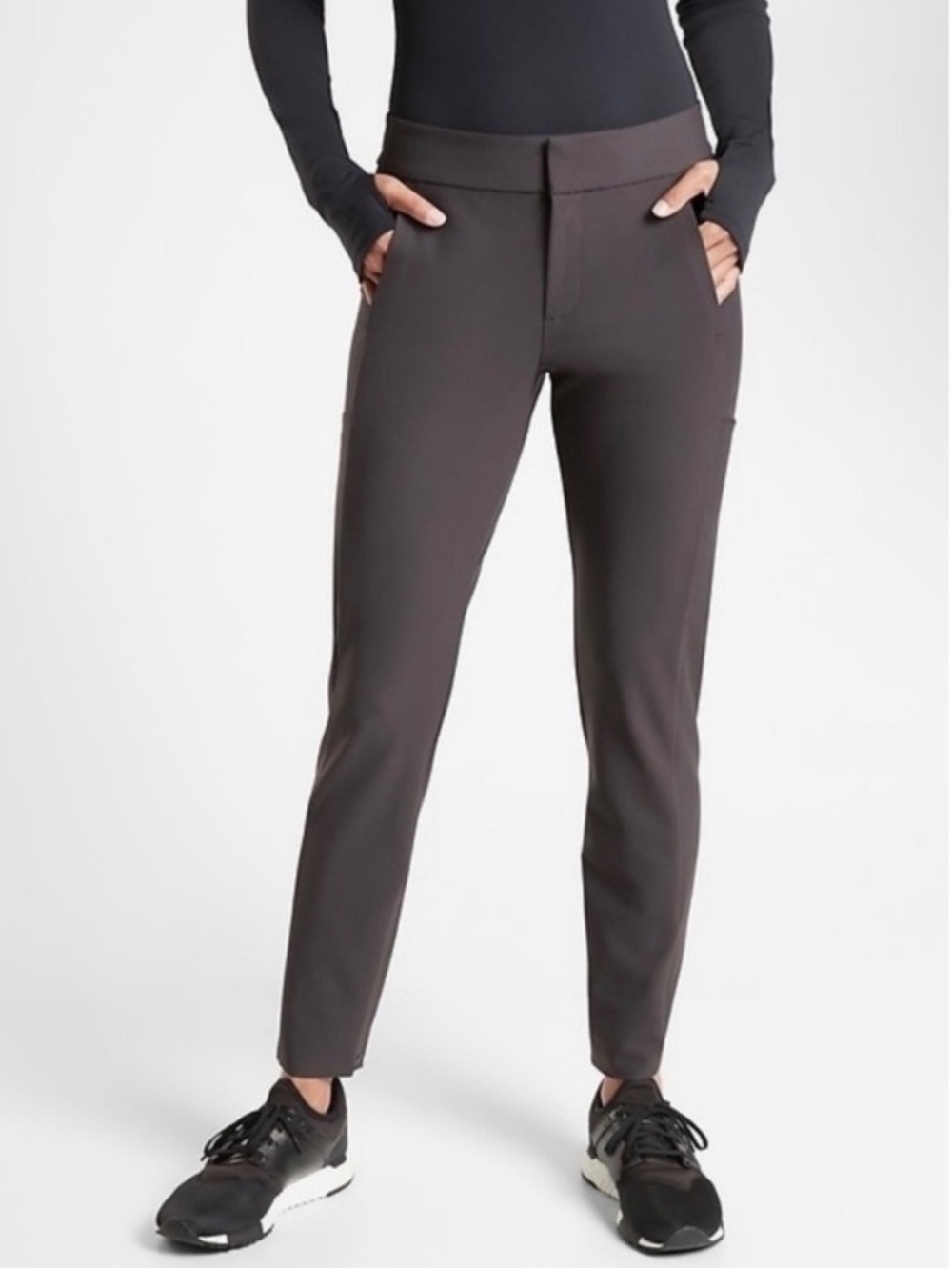 Athleta Stellar Trouser High Rise Slim Tapered Ankle Zip Pants Size 14